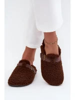 Klapki Damskie Z Futerkiem Typu Baranek Brązowe Lorivine