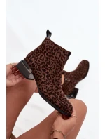 Botki Z Naturalnego Zamszu Na Klocku Panterka D&A JC52-852 Brązowe