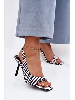 Ženské sandály na podpatku z eko semiše zebra Calvoria