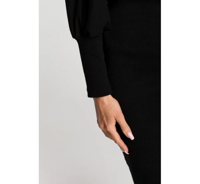 Pletené šaty v hladké černé model 17626025 - Moe