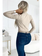 Béžové dámské body s přeloženým obálkovým výstřihem model 19468823 - numoco