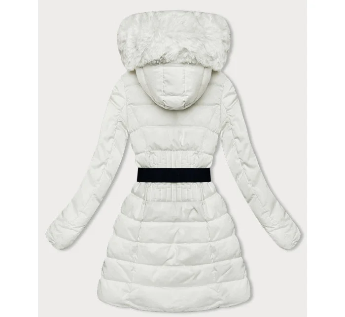 Péřová dámská zimní bunda v ecru barvě model 21245989 - LHD