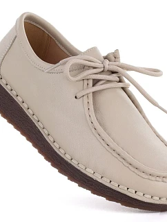 Dámské kožené mokasíny se šněrováním béžové Artiker model 22081760