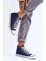 Damskie Trampki Klasyczne Wysokie Granatowe Remos Damskie Trampki Klasyczne Wysokie Granatowe Remos