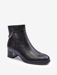 Kožené boty s nízkým podpatkem černé model 21633082 - Boto