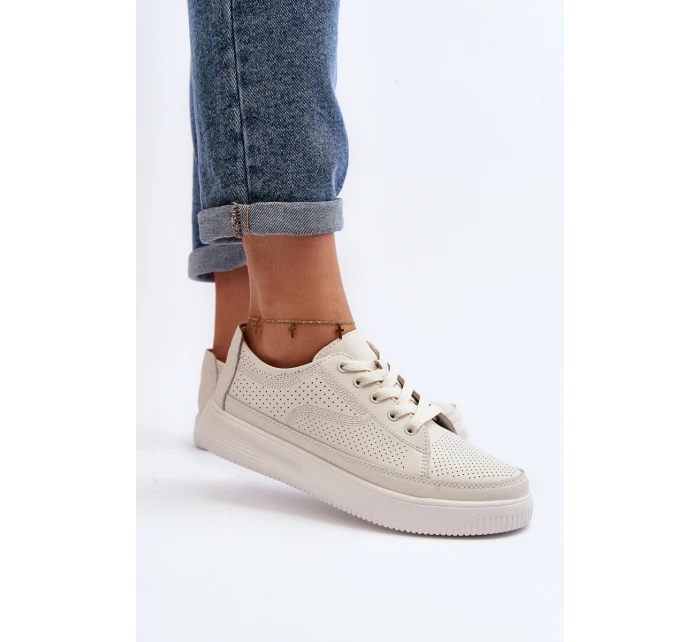 Dámské kožené sportovní tenisky Bílé model 21647542 - SERGIO LEONE