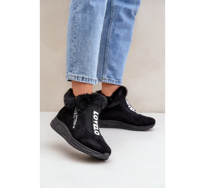 Sneakersy Botki Damskie Z Futerkiem Czarne Zeriana Sneakersy Botki Damskie Z Futerkiem Czarne Zeriana