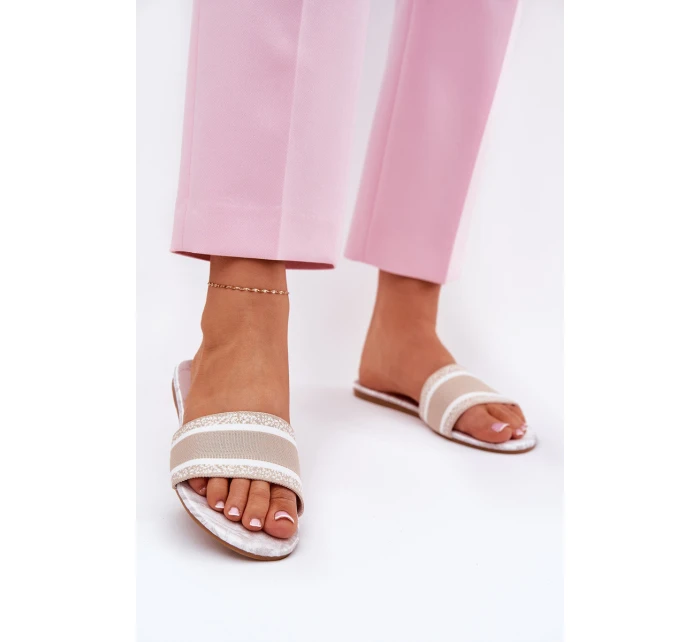 Vzorované Plné Dámské Sandály Béžové model 21689586 - Boto