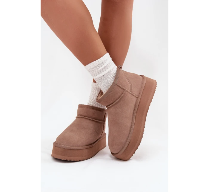 Dámske semišové snežnice na platforme Vinceza - béžové Dámske semišové snežnice na platforme Vinceza - béžové