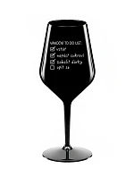 VÁNOČNÍ TODO LIST - černá nerozbitná sklenice na víno 470 ml