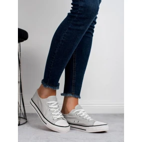Trendy šedo-strieborné tenisky dámske bez podpätku