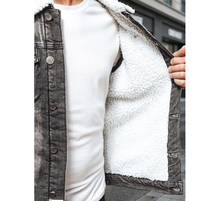 Pánská zateplená džínová bunda s ovčí kůží černá Dstreet model 21995199 - FashionStreet
