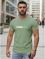 Pánske zelené tričko s klasickou potlačou FashionStreet NX5122R