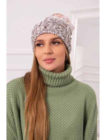 Fleecová čiapka Dolores K303 hnedá+biela+červená
