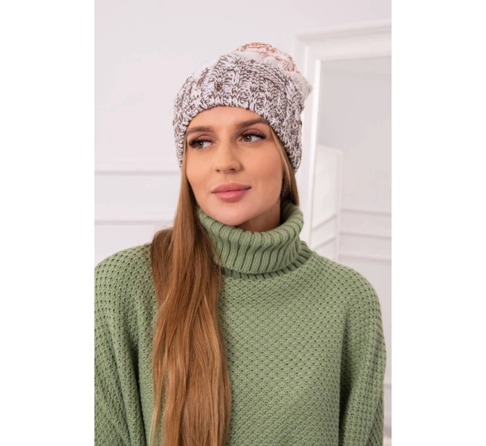 Fleecová čiapka Dolores K303 hnedá+biela+červená