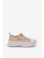 Damskie Trampki Na Masywnej Podeszwie Big Star NN274127 Beżowe Damskie Trampki Na Masywnej Podeszwie Big Star NN274127 Beżowe