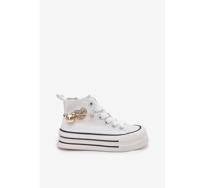 Dětské Vysoké Tenisky Se Zlatou Dekorací Bílé model 21700891 - Boto