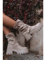 Botki Damskie Na Masywnym Obcasie Z Klamrami I Paskiem Beżowe Nerelisa Botki Damskie Na Masywnym Obcasie Z Klamrami I Paskiem Beżowe Nerelisa