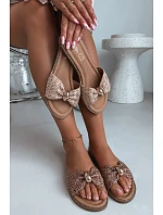 Dámske pletené sandále so zlatými detailmi Brown Goldie Dámske pletené sandále so zlatými detailmi Brown Goldie