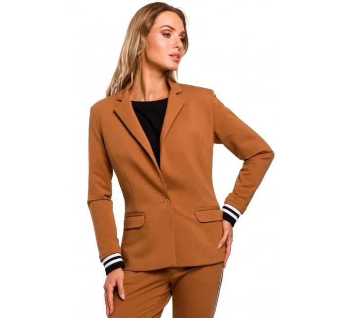 M459 Blejzer s pruhovanými rebrovanými manžetami - čierny