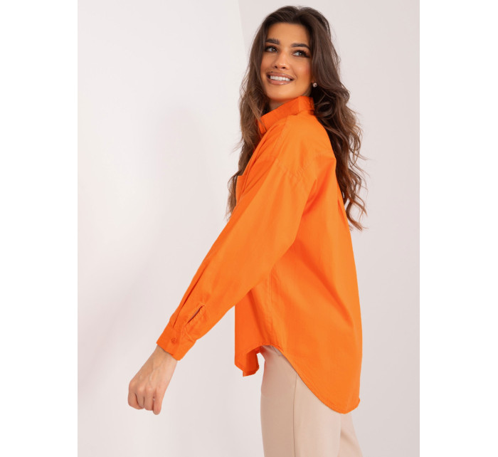 Oranžové bavlnené dámske tričko s vreckom
