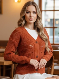 KNITVIA dámsky sveter červený FashionStreet MY2420