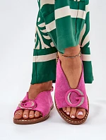 Płaskie Sandały Z Ozdobą Różowe Haliones