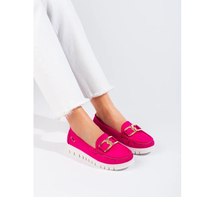 Pekné dámske ružové mokasíny bez podpätku Pekné dámske ružové mokasíny bez podpätku