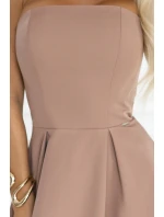 641-2 VIVIENNE korzetové rozšírené midi šaty na špeciálne príležitosti - béžové