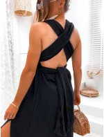 Černé dámské mušelínové šaty se výstřihem model 20137734 - Moon