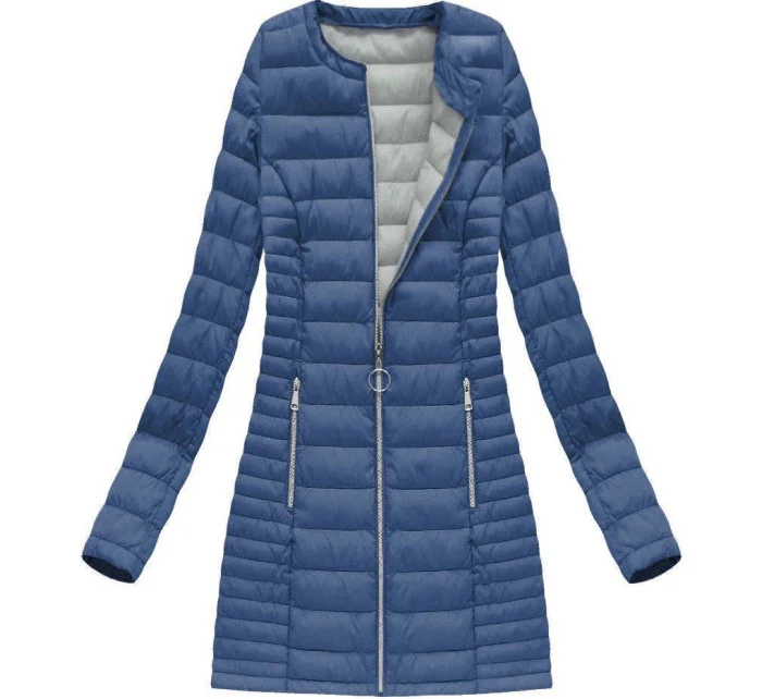 Dlouhá světle modrá prošívaná bunda model 5837772 - DREAM STONE