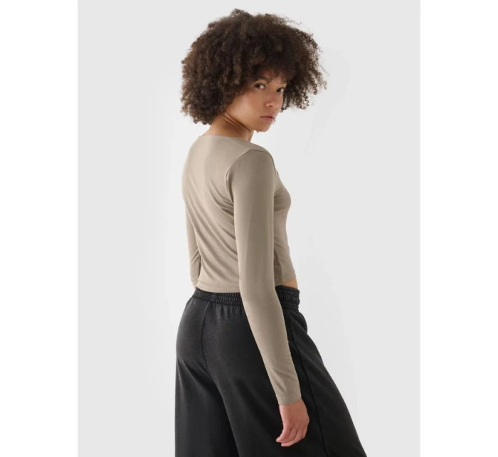 Dámské hladké tričko s dlouhým rukávem model 21431878 - 4F