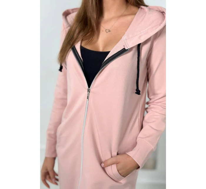 Mikina s kapucňou tmavo púdrovo ružová