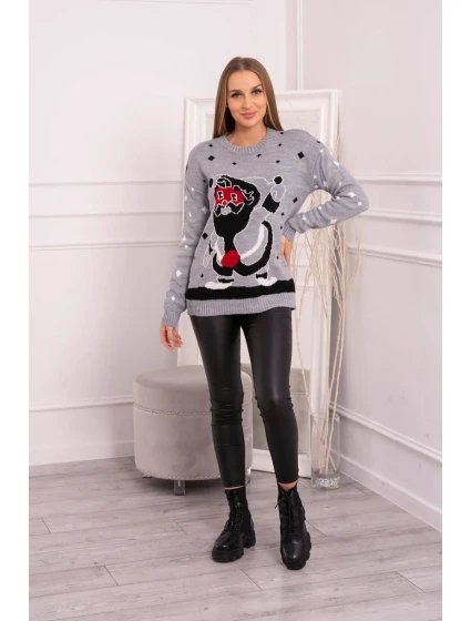 Svetr s šedý model 18748059 - K-Fashion Svetr s šedý model 18748059 - K-Fashion