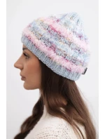 Dámska zimná čiapka s farebným vláknom a elastickou šnúrkou K352 modrá