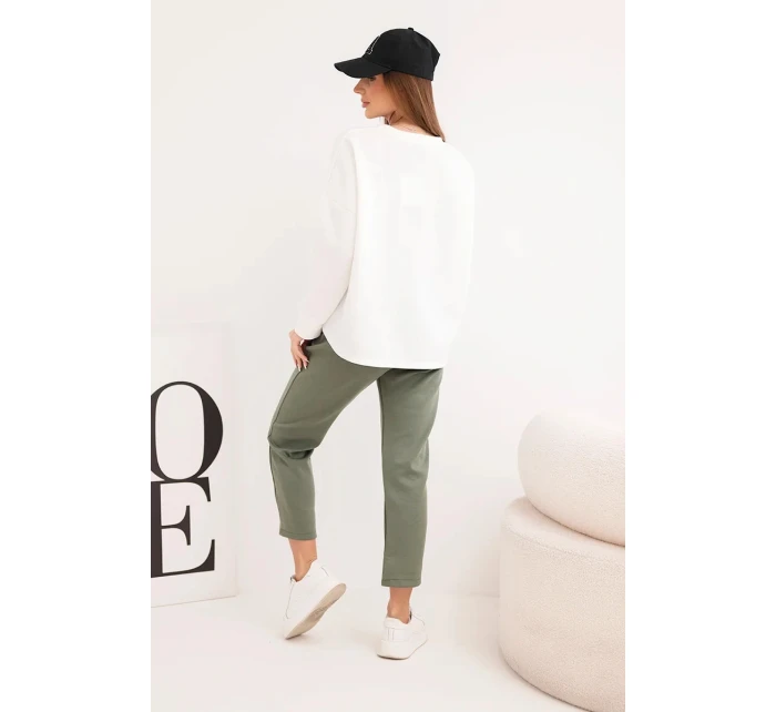 Dámský set máslový s kontrastní kapsou khaki