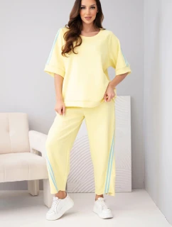 Dámska maslová viskózna mikina a nohavice s tienidlami žltá