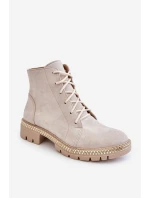 Flat Boots Lewski Shoes model 21607535 Světle béžová - Boto Flat Boots Lewski Shoes model 21607535 Světle béžová - Boto