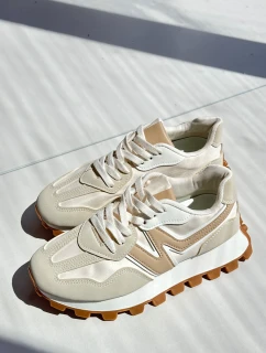 Sneakersy Buty Sportowe Damskie Beżowe Kalelia