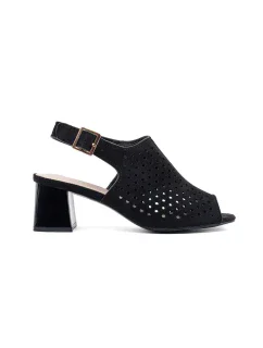 Vynikajúce dámske sandále čiernej farby na širokom podpätku