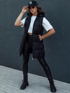 Dámska prešívaná dlhá vesta VIANA čierna FashionStreet TY4504