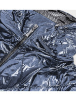 Svetlo modrá lesklá dámska prešívaná bunda (B9573)