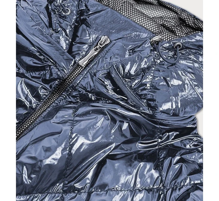 Svetlo modrá lesklá dámska prešívaná bunda (B9573) Svetlo modrá lesklá dámska prešívaná bunda (B9573)