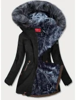 Čierno-šedá nepremokavá dámska bunda parka (m-923)