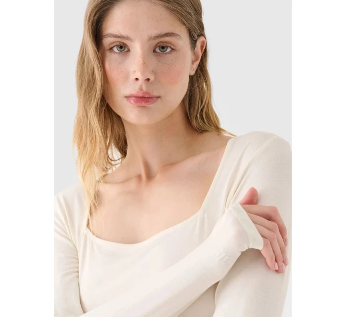 Dámské hladké tričko s dlouhým rukávem model 21431869 - 4F