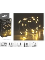 DRÔTENÉ SVIETIDLÁ NA BATÉRIE GIRLANDA 40 VIEDLA TEPLÁ BIELA