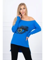 Halenka s potiskem a delšími model 18747553 chrpově modrá - K-Fashion Halenka s potiskem a delšími model 18747553 chrpově modrá - K-Fashion