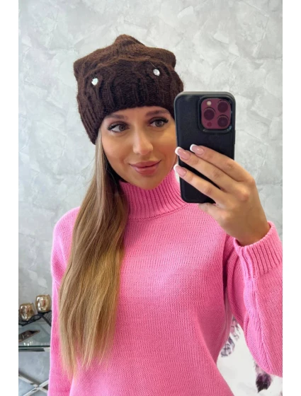 Dámská čepice hnědá model 18752339 - K-Fashion Dámská čepice hnědá model 18752339 - K-Fashion