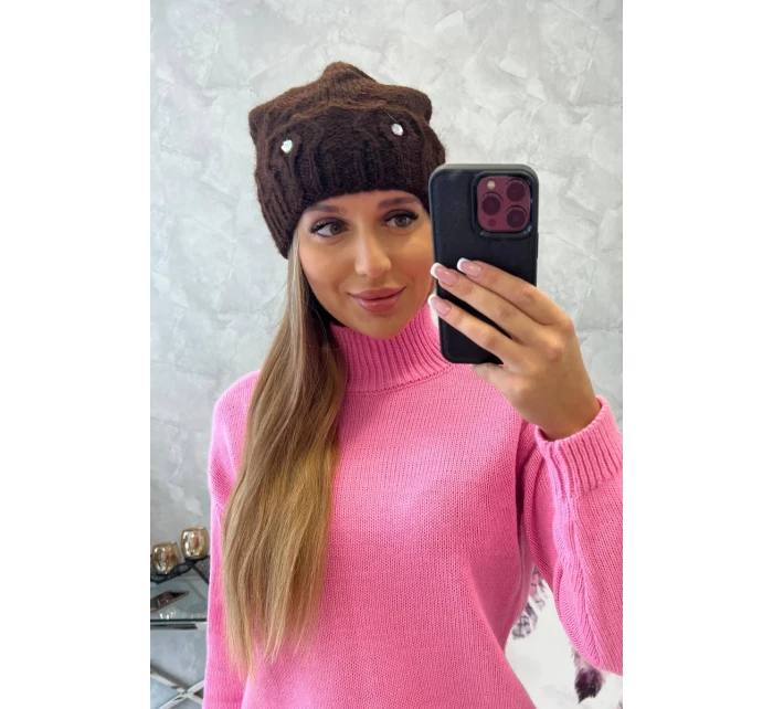 Dámská čepice hnědá model 18752339 - K-Fashion Dámská čepice hnědá model 18752339 - K-Fashion