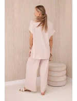 Súprava s náhrdelníkom blúzka + nohavice béžová